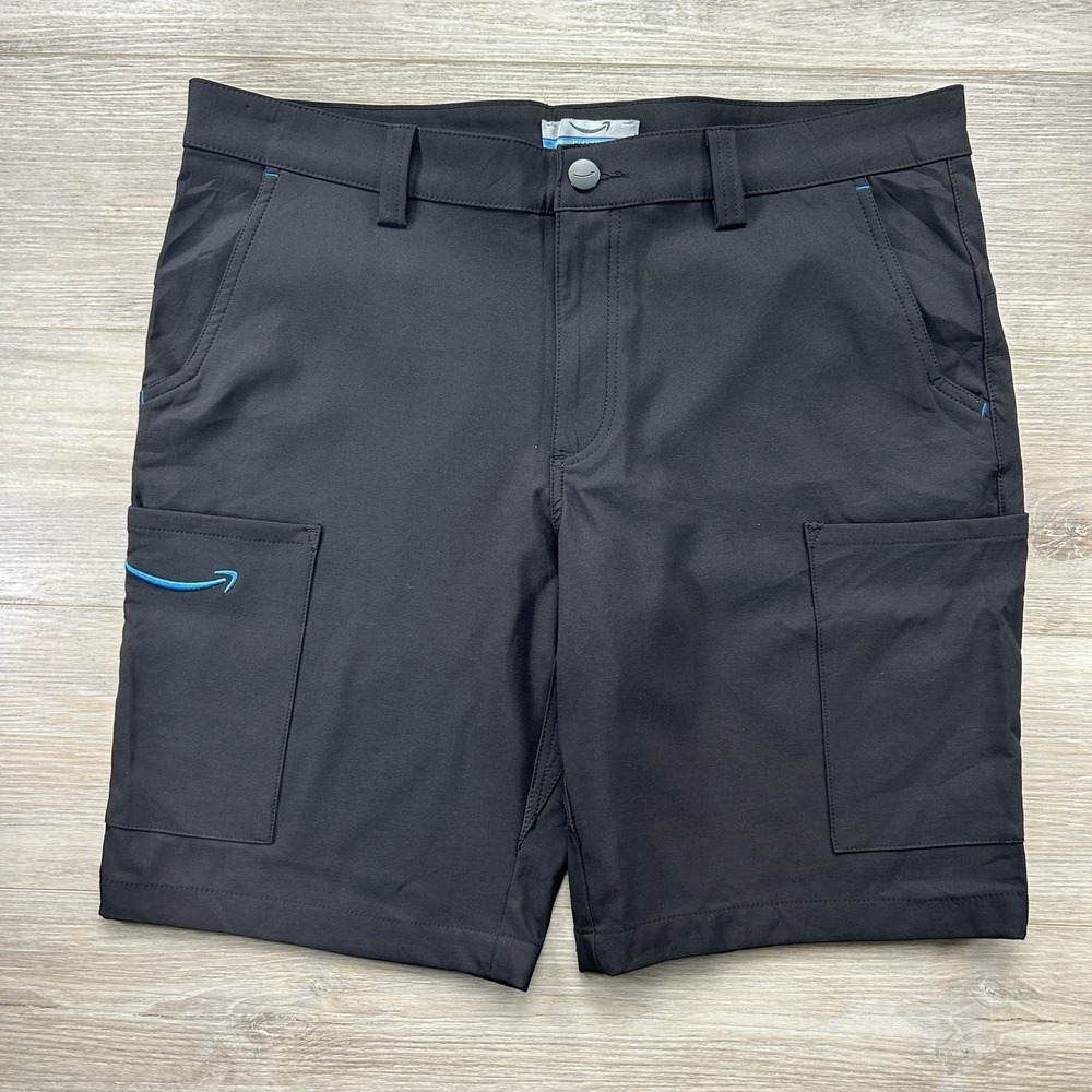 Luly Yang Amazon Shorts Mens Large 34-36 Black Cargo Performance Uniform Stretch